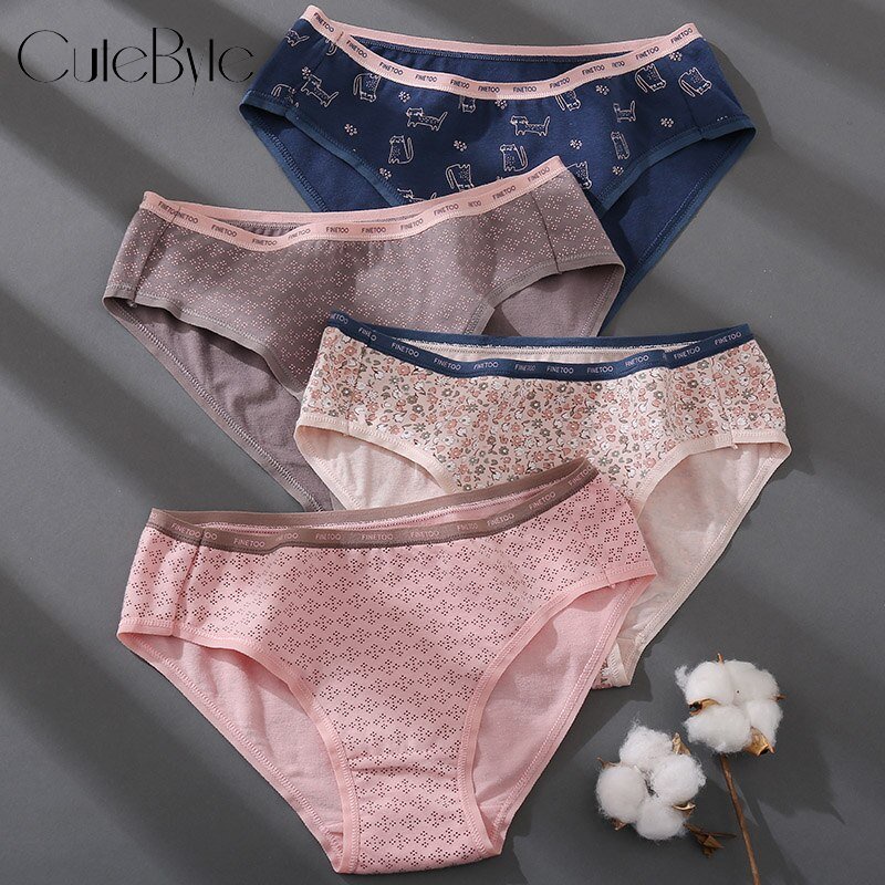 Cute Byte 1/2PCS Cotton Underwear Women Panties Patchwork Design Female ...