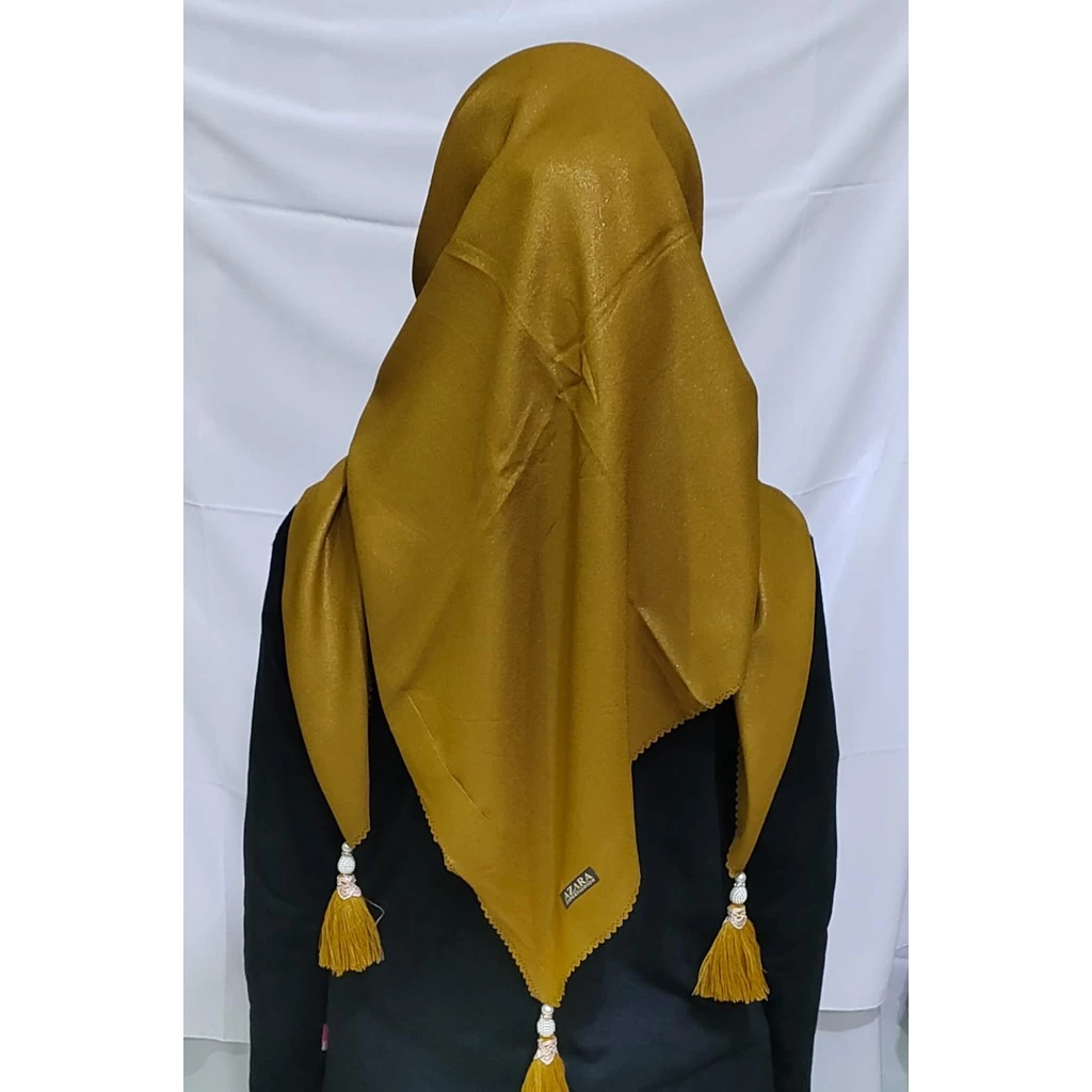 JILBAB SEGI EMPAT SINAR AZARA JAMBUL  / SEGI 4 TASSEL MUTIARA / HIJAB SEGI EMPAT LASERCUT POMPOM - Gambar 4