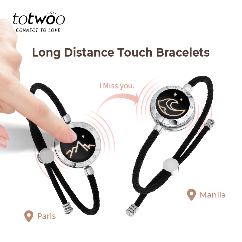TOTWOO Couple Bracelet Smart Long Distance Relationship Gifts Light Up Vibration Touch Bracelets For Couples