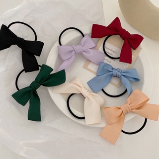 Soft Black Ribbon Scrunchie Hair Bow - Ponytail Holder