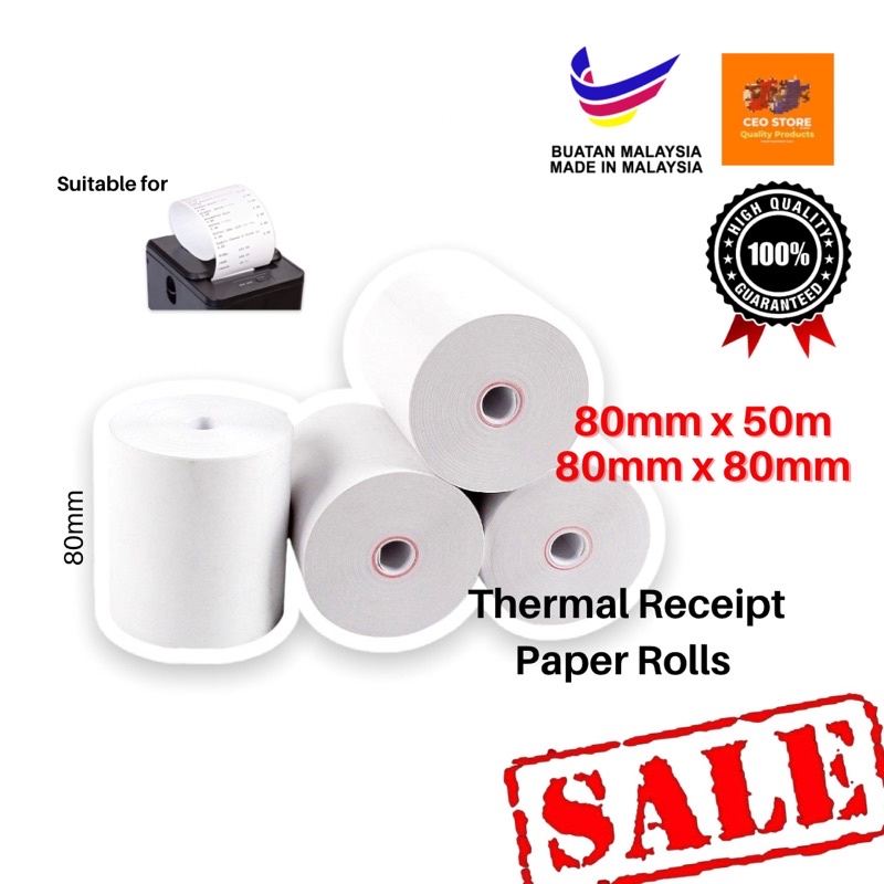 Thermal Receipt Paper Coreless 80mm x 50mm 80mm x 80mm Thermal Receipt Roll Thermal Paper Roll