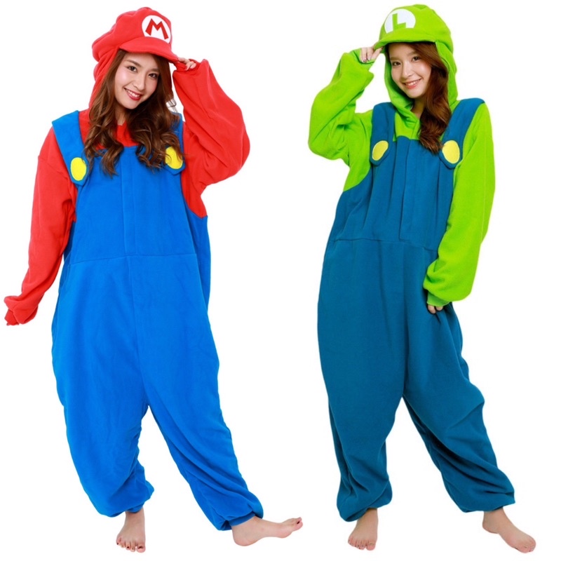 Super Mario Brothers Cartoon Character Overall Kigurumi Onesie Pajamas