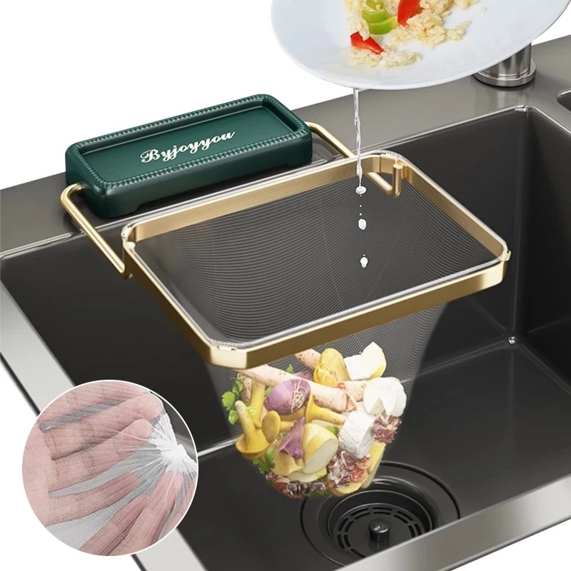 Multifunctional Storage Filter Mesh Rack Foldable Sink Garbage Shelf ...