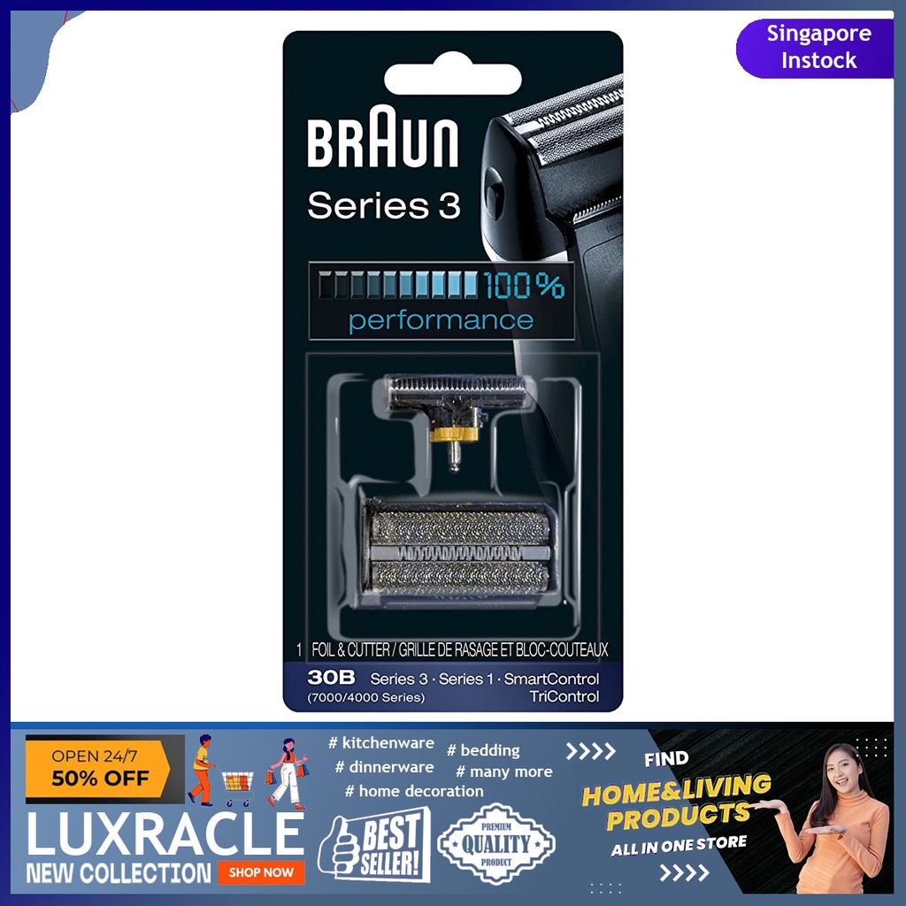sgstock] Braun Series 3 30B Foil & Cutter Replacement Head, Black, 0.64  Ounce