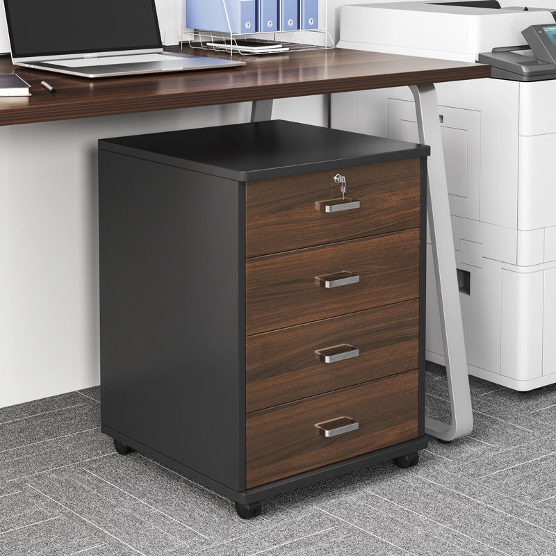 Under Desk File Office Wooden Side Locked Printer Drawer Low