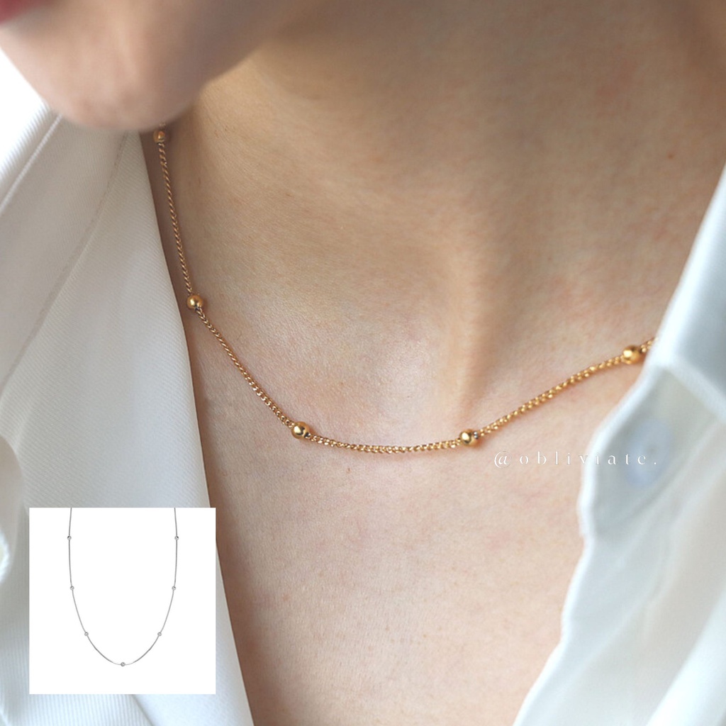 Beaded Basic Chain 18K Gold Necklace • Waterproof Non Tarnish Jewelry • 316L Stainless Titanium Steel Necklaces for Women  NL129