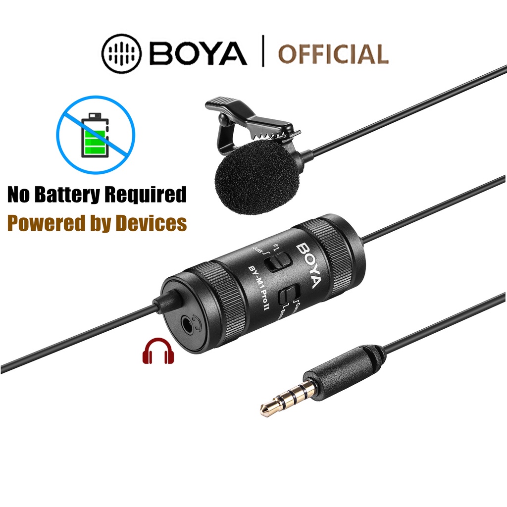 BOYA BYM1 Pro II Omnidirectional Lavalier Microphone (Upgraded of BY