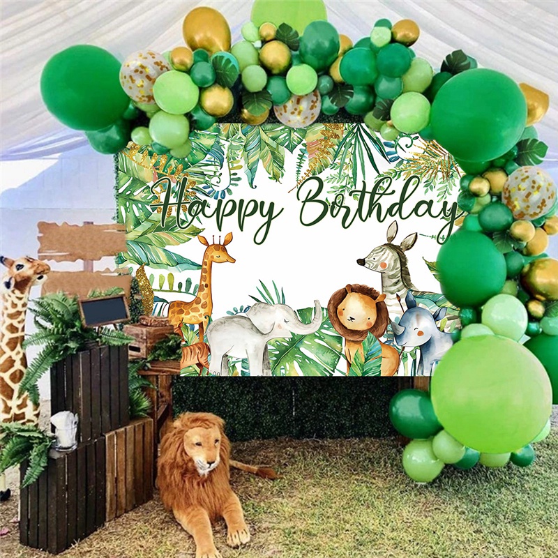 Jungle Safari Party Backdrop Cloth for Wild Animal Theme Birthday Party ...