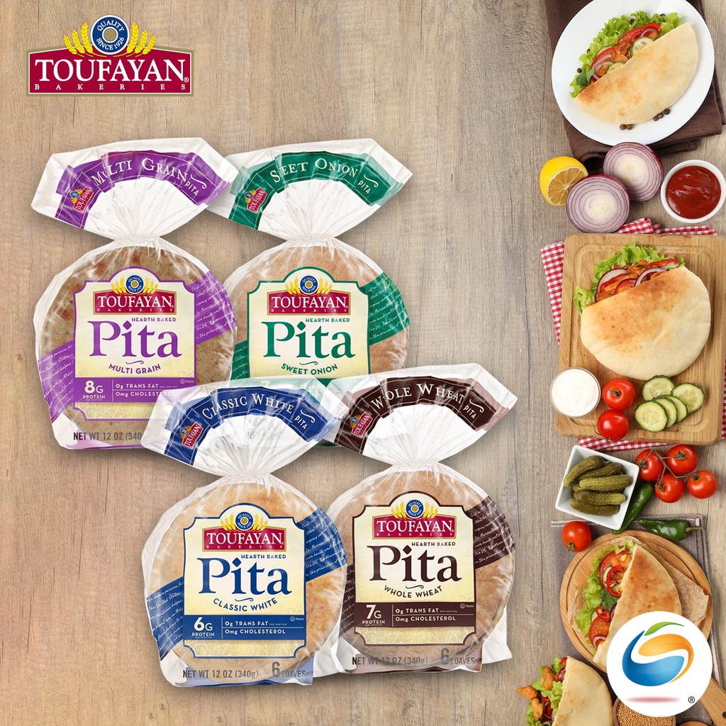 TOUFAYAN BAKERIES Pita Breads 340G (Classic White, Multigrain, Sweet