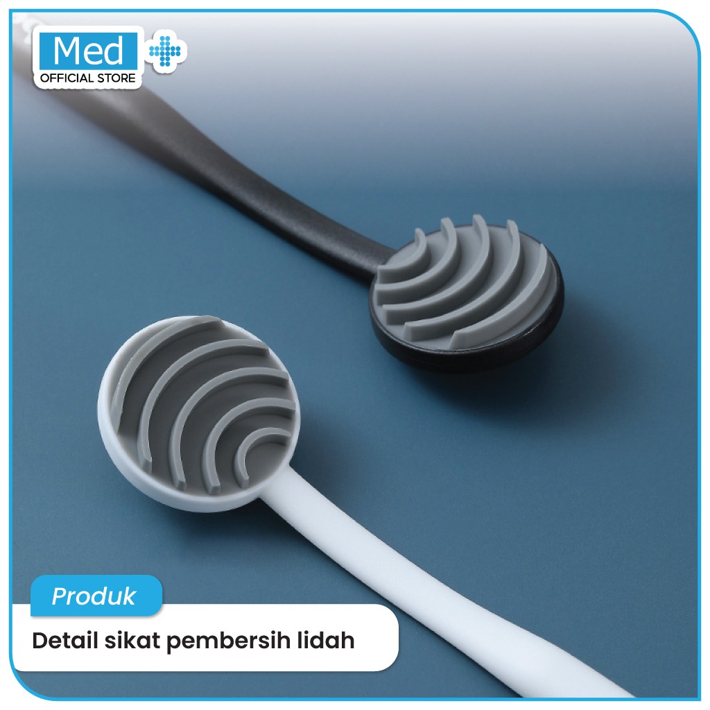 Med+ Sikat Pembersih Lidah / Sikat Perawatan Mulut Menghilangkan Bau Lapisan Lidah - Gambar 3