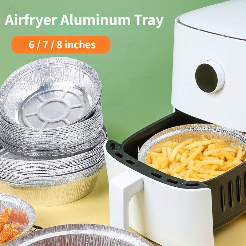 10/30/50 PCS Airfryer Aluminum Tray Foil Round Pad Air Fryer Disposable