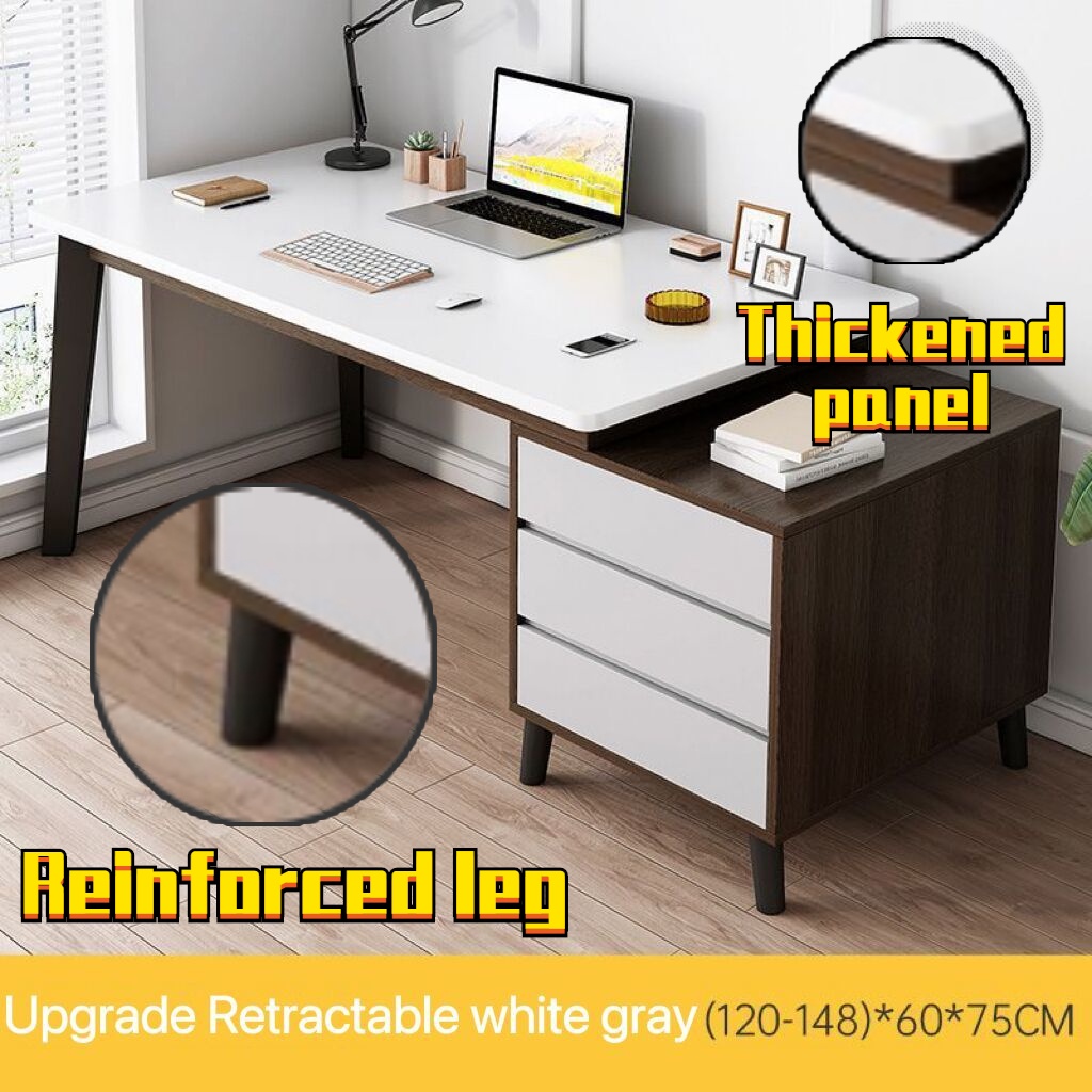 [Retractable&Practical] Office table Computer table with drawer study ...