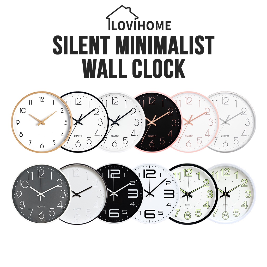 SG Minimalist Silent Quartz Big Wall Clock For Living Room Kitchen Wooden Nordic Home Decor Glow In The Dark