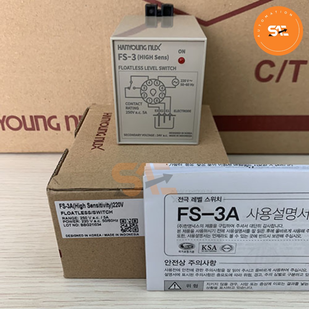 FS-3A water level relay with Hanyong base + genuine HY-ER3 3-pin water ...