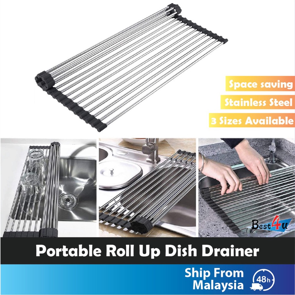 BEST4U Foldable Drain Rack | Roll Up Dish Drying Rack | Multipurpose ...