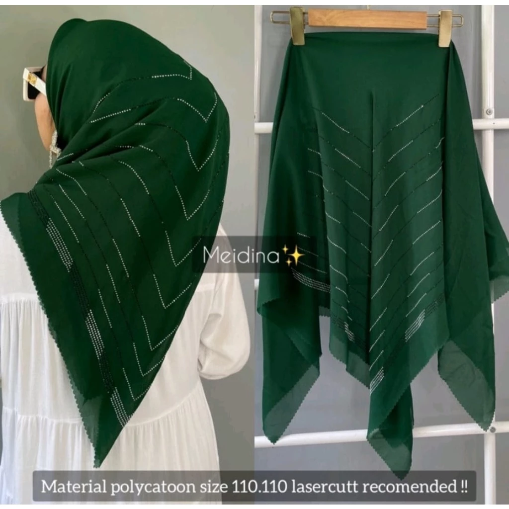 Hijab Segi Empat Swaroski / Segi Empat Payet Mahkota LC - Gambar 3