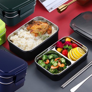 Stackable 304 Stainless Steel Bento Box, 2-tier Leak-proof Bento