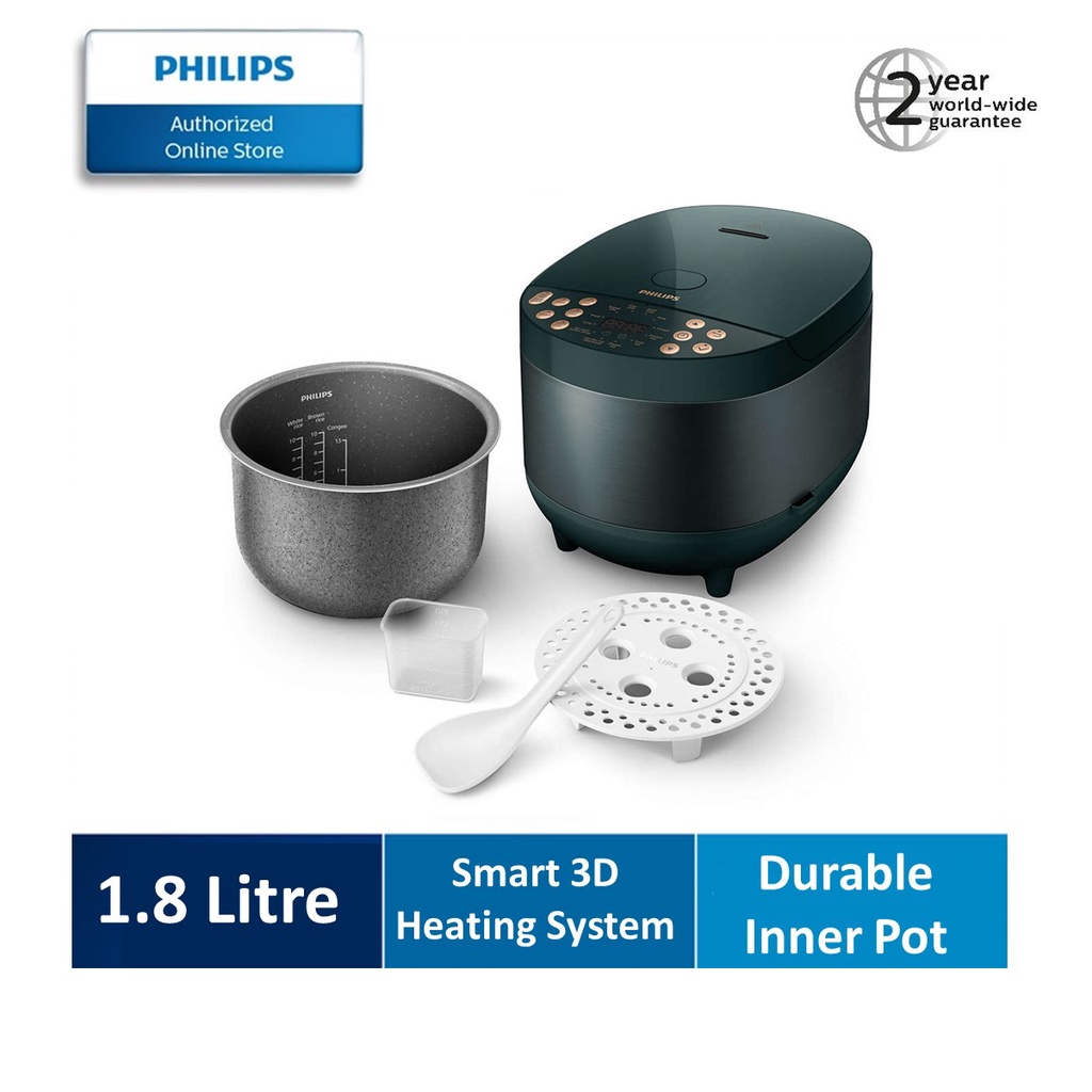 Philips 3000 Series Smart 3D Heating 1.8L Digital Rice Cooker HD4518/62