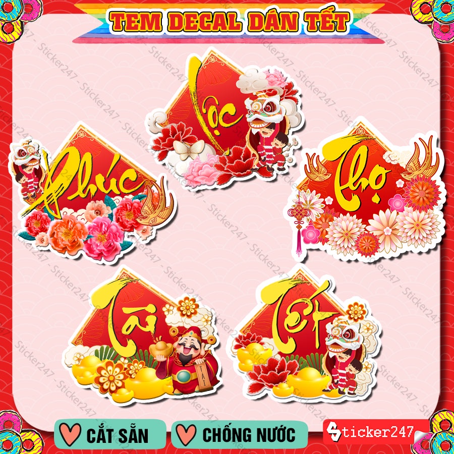 Stamp CNY Phuc Loc Tho Tai Luxury Decal Sticker CongratulationsCNY ...