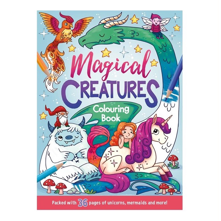 Magical Creatures Colouring Book For Kids With Unicorns Fairies Dragons ...