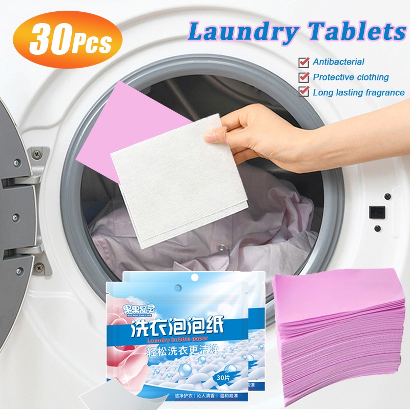 30Pcs Laundry Tablets Strong Decontamination Laundry Detergent Sheet