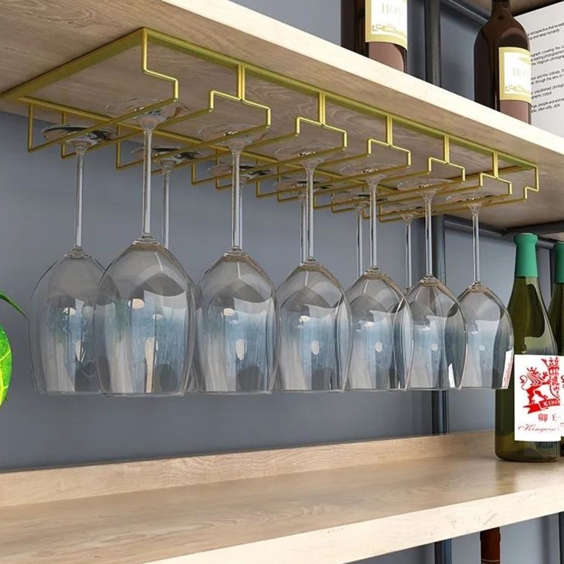 YOULITE Red Wine Rack Upside Down Household 3/4/5/6/7/8 Rows Hanging