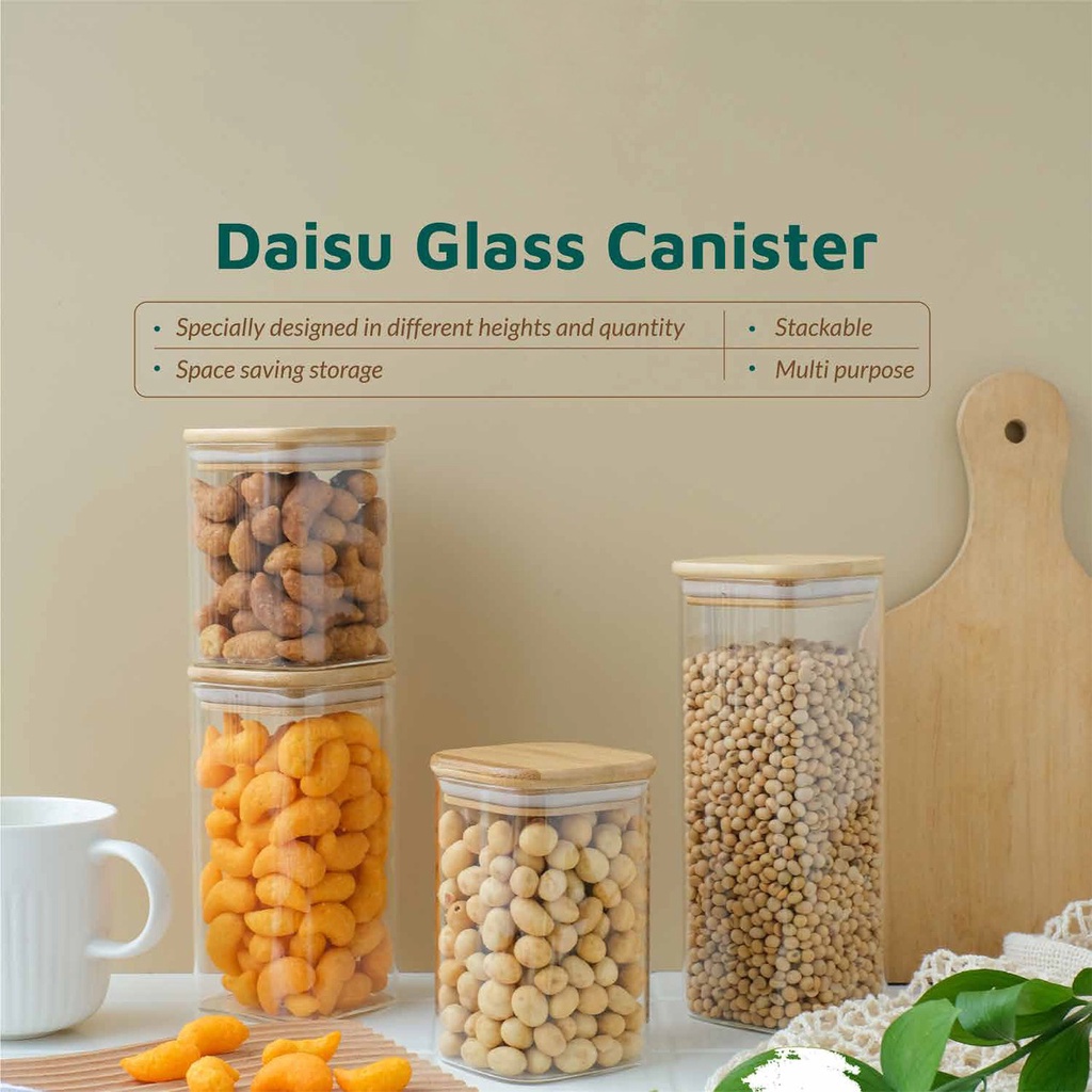 Toples Kaca Kotak Storage Jar Borosilicate Kedap Udara ( dia 8cm )