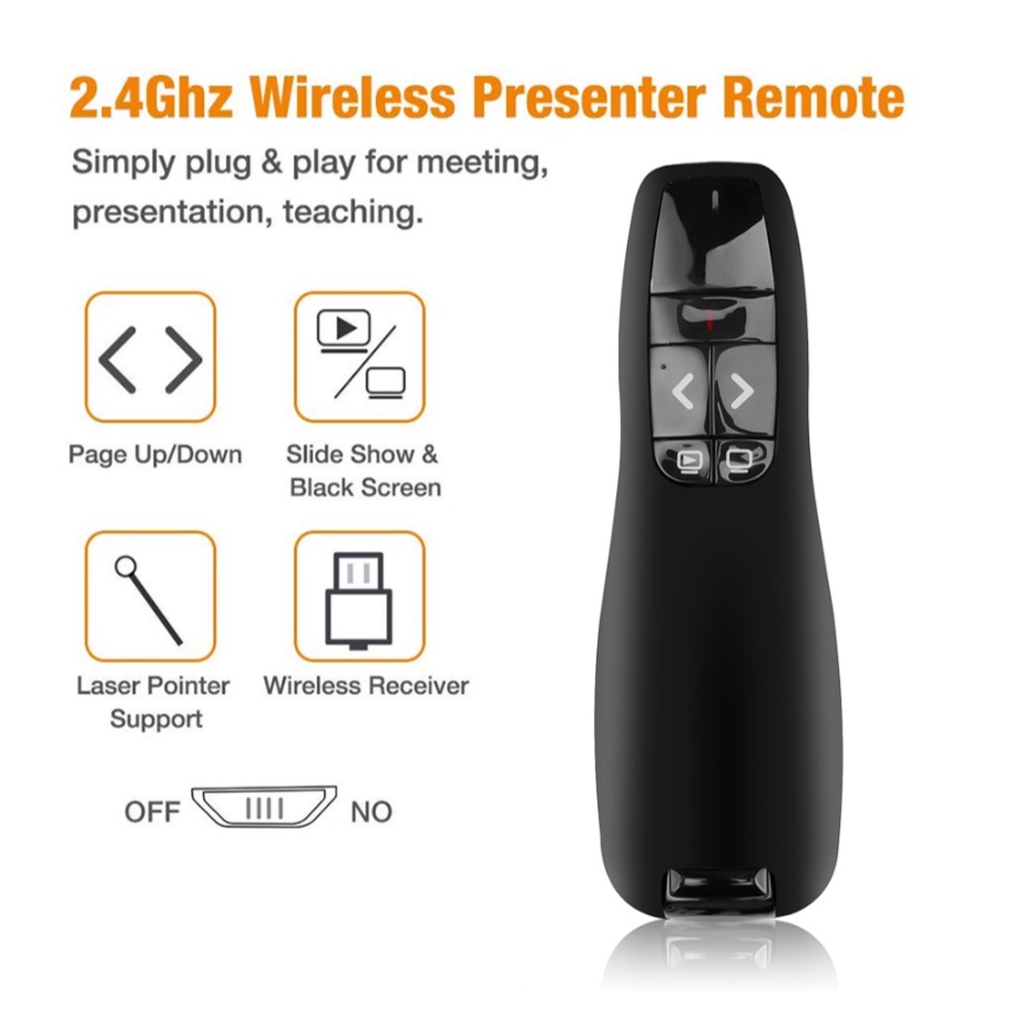 Wireless Presentation Clicker PowerPoint, 2.4GHz USB Remote PPT Clicker ...