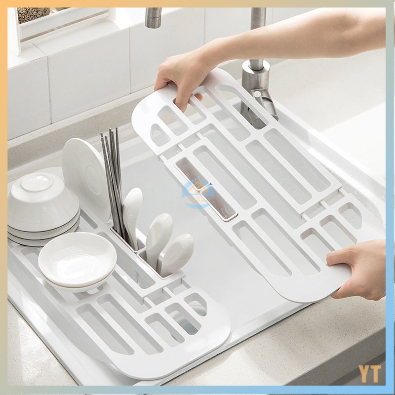 Kitchen Sink Drain Rack Retractable Dishes Storage Vegetable Board
