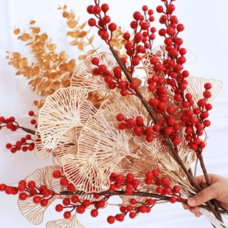 1 Pack) (white) Christmas Decorations 12 Gold And Silver Glitter Simulated  Fruit Bunches Christmas Sprigs 21cm, Foam