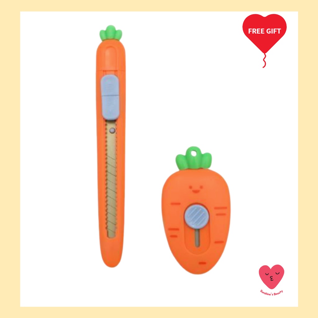 [daiso] carrot cute potable paper cutter pen knife 2pcs Shopee Singapore