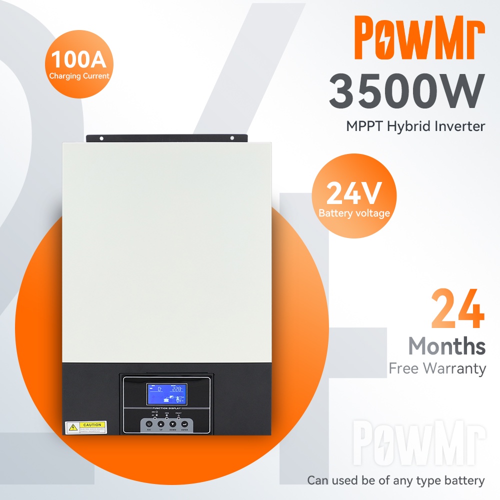 3500W Hybrid Solar Inverter Charger 220/230V With Built-in 100A MPPT – Model EM3500-24L