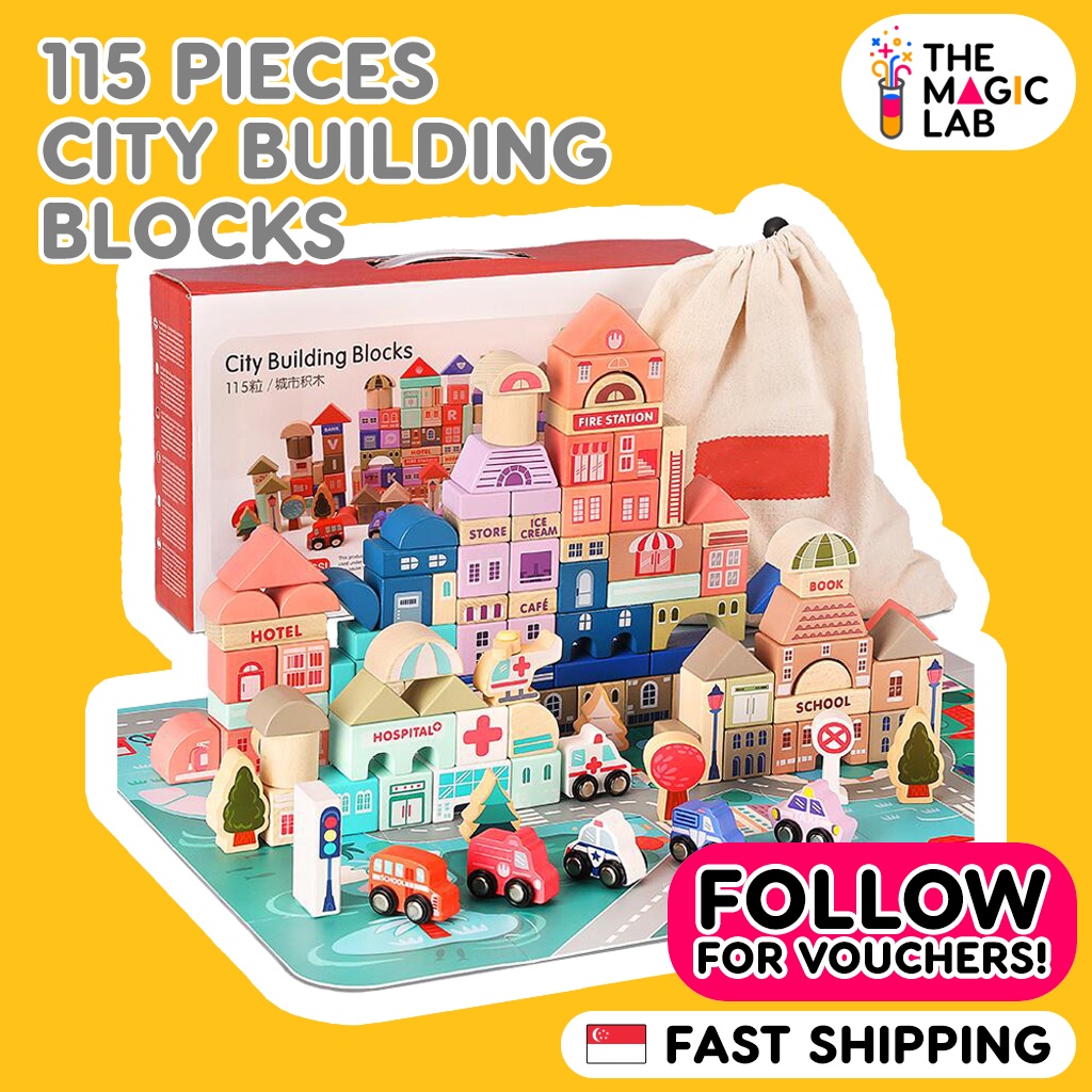 Wooden City Building Puzzle Set 115 Pcs Creative Learning Toy