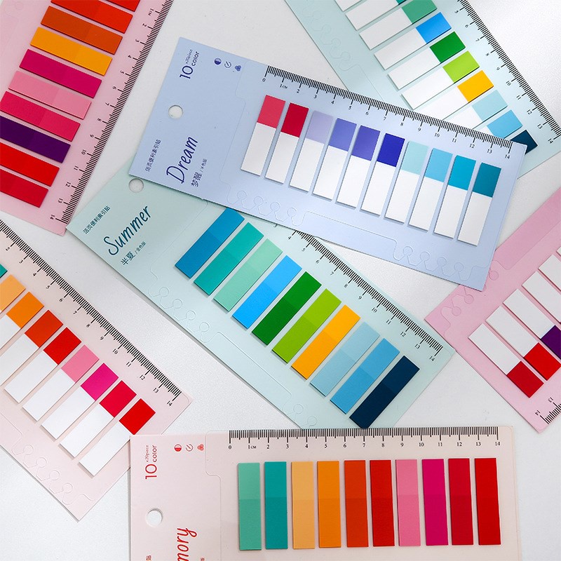 200Pcs Index Tabs With Ruler Writable File Tabs Flags Colored Page ...