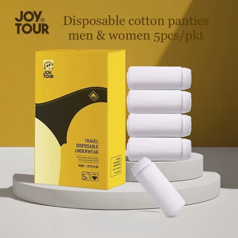 Sg 5pcs Joy Tour Premium Disposable Cotton Briefs Men Andwomen Travel Panties Daily Underwear 4963