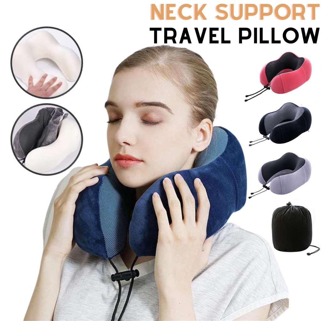 U Pillow Travel Pillow Neck Pillow Memory Foam with Side Storage Bags