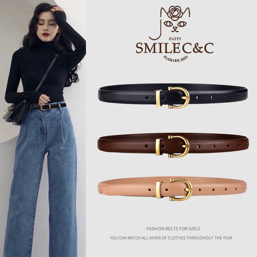 SmileFairyCC 【Ready Stock】High Quality Women's Leather Belt Fashion Soft Leather Waist Belts For
