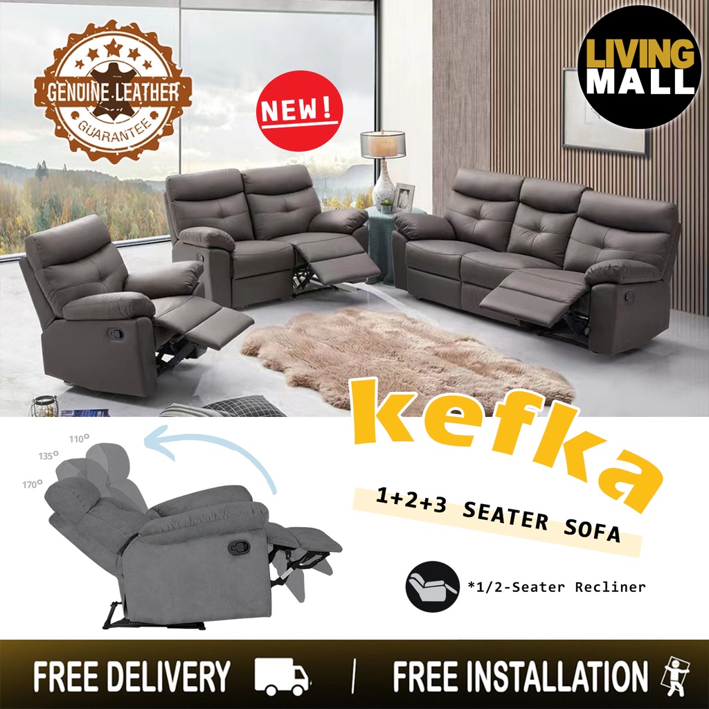 Genuine Leather Recliner Sofa Set | Baci Living Room
