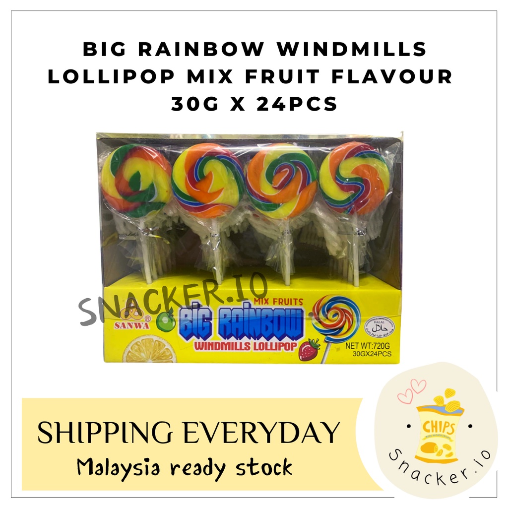 M'sia | BIG RAINBOW WINDMILLS LOLLIPOP MIX FRUIT FLAVOUR 30G X 24PCS ...