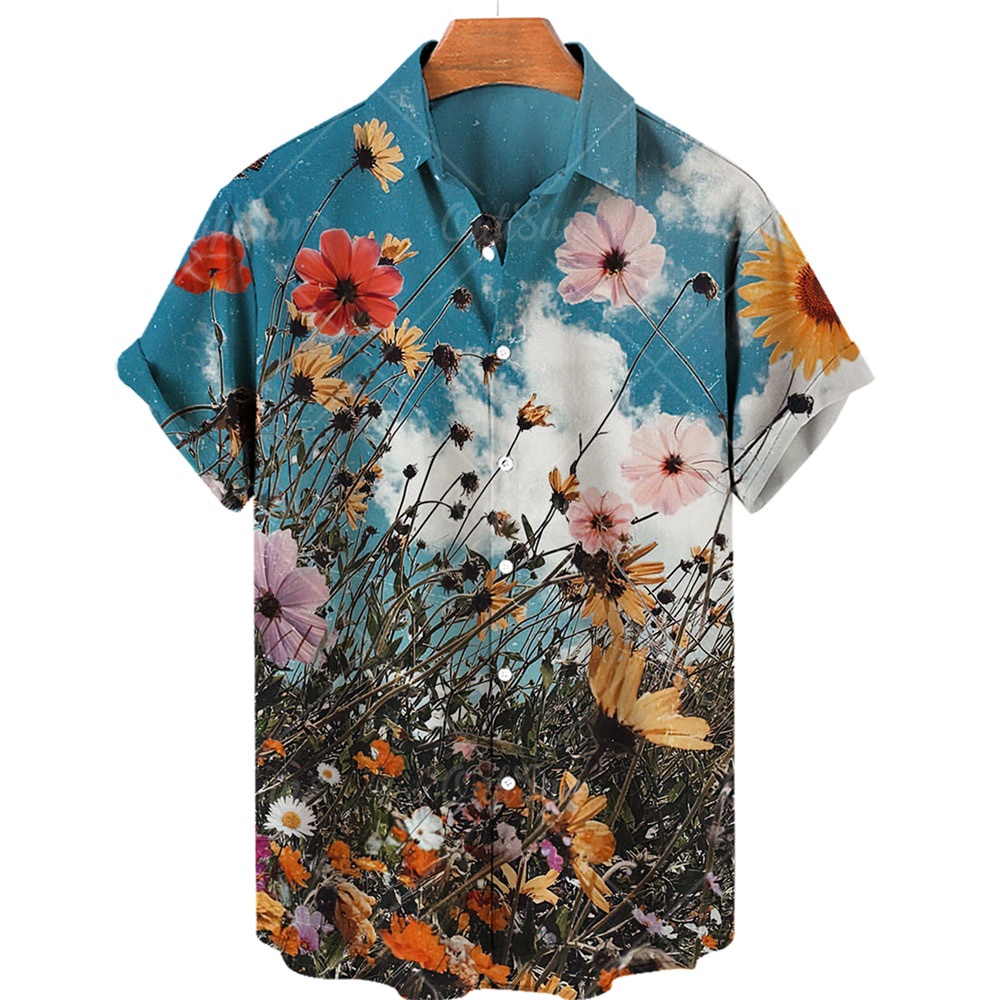 Large men's wear Hawaiian Men Shirt Plant Flower3d Print Casual Summer Beach Holiday Blouse Loose Vintage Oversized Shirts Men Clothing TOP 5xl