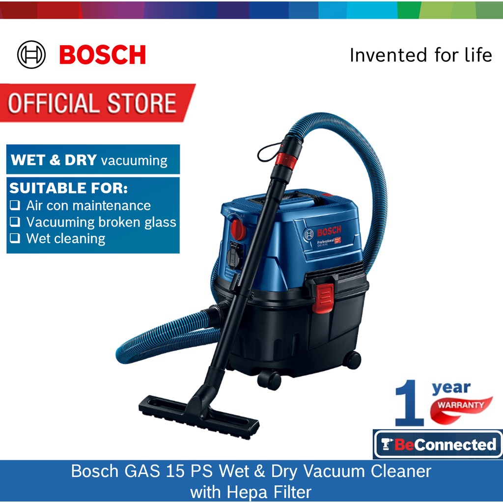 Bosch GAS 15 PS Wet & Dry Vacuum Cleaner with HEPA filter Shopee