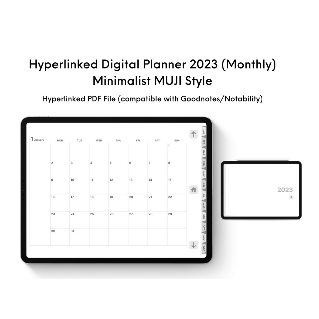 Hyperlinked Minimalist Digital Planner 2023 (MUJI Inspired) Shopee Singapore