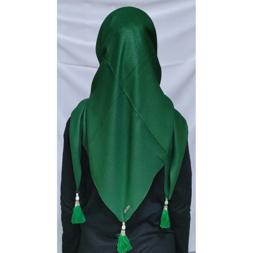 JILBAB SEGI EMPAT SINAR AZARA JAMBUL  / SEGI 4 TASSEL MUTIARA / HIJAB SEGI EMPAT LASERCUT POMPOM - Gambar 2