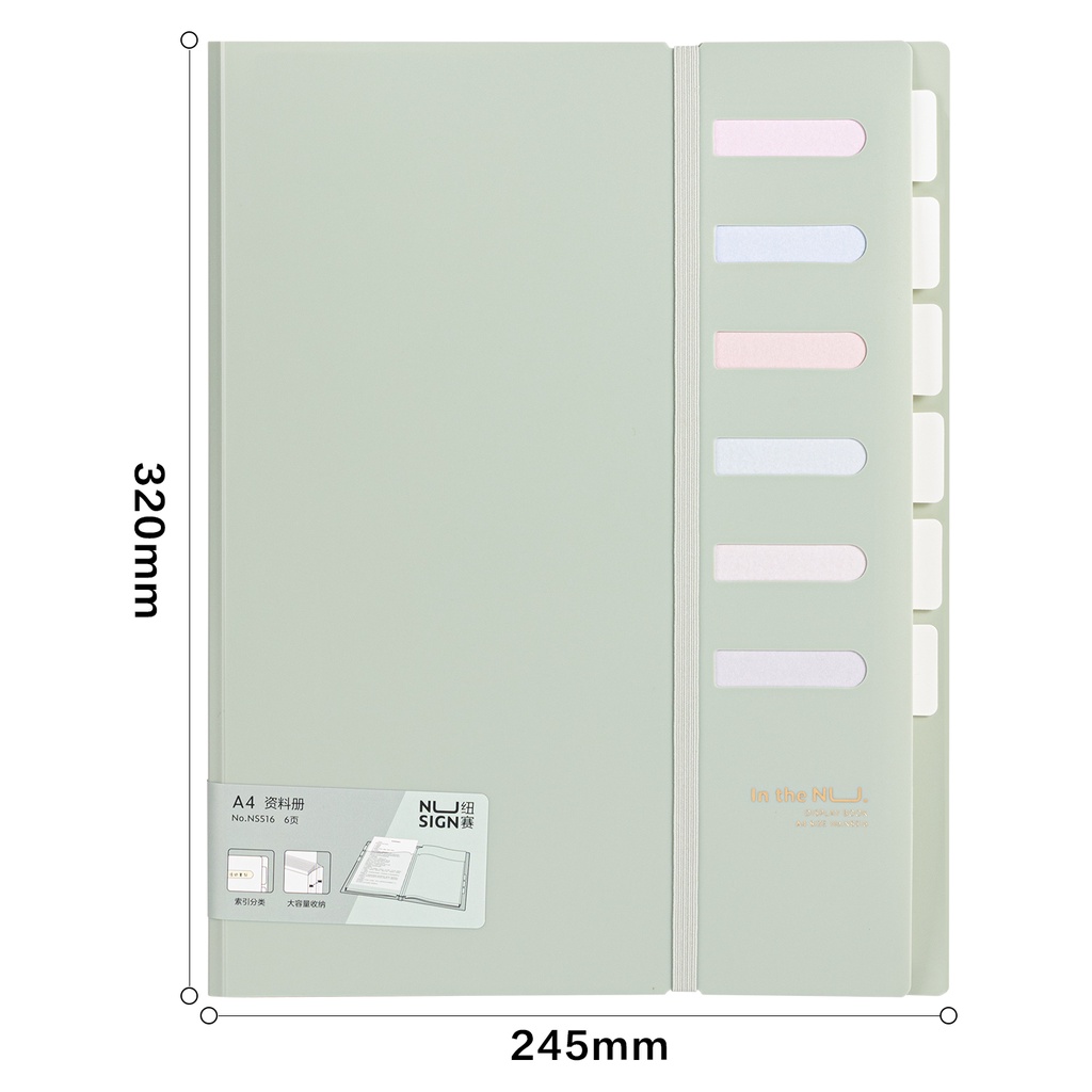 Nusign File Holder / Map Dokumen A4 6 Slot Muat Banyak Warna Pastel NS516 - Gambar 3