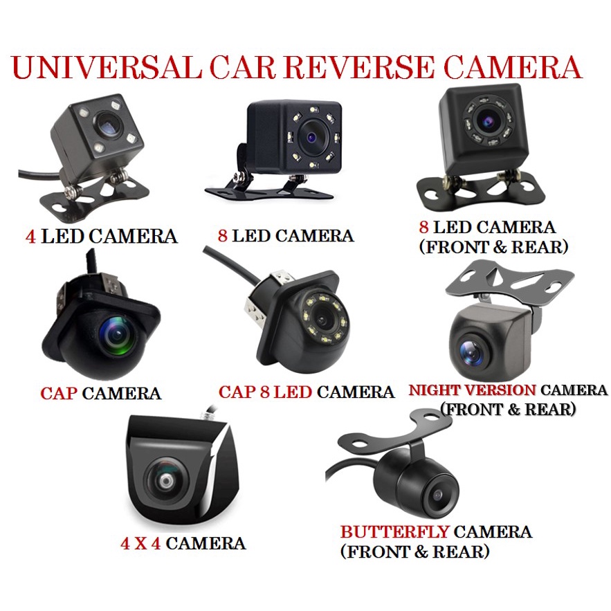 Car Reverse Camera 4 LED 8 LED Cap Butteryfly 170 Degree HD Night ...