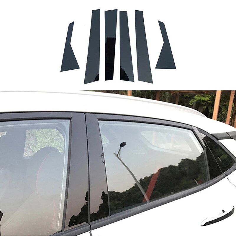 Black Car Window Pillar Posts Fit For Hyundai Kona Encino 2018-2022 Car Exteriors Moulding Trim Covers