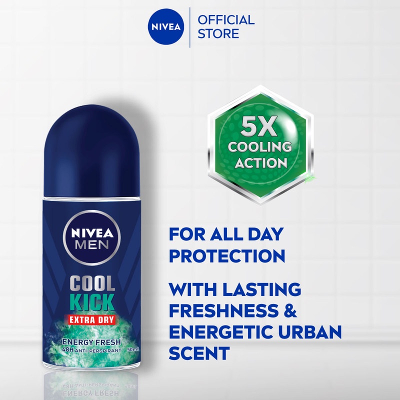 NIVEA MEN Cool Kick Energy Fresh Deodorant Roll On / Cooling / Dry ...