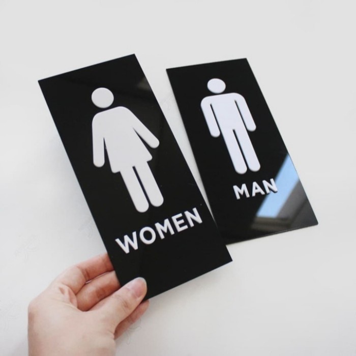 1set Embossed Acrylic Toilet Sign Board/9x20cm Acrylic Toilet Signage