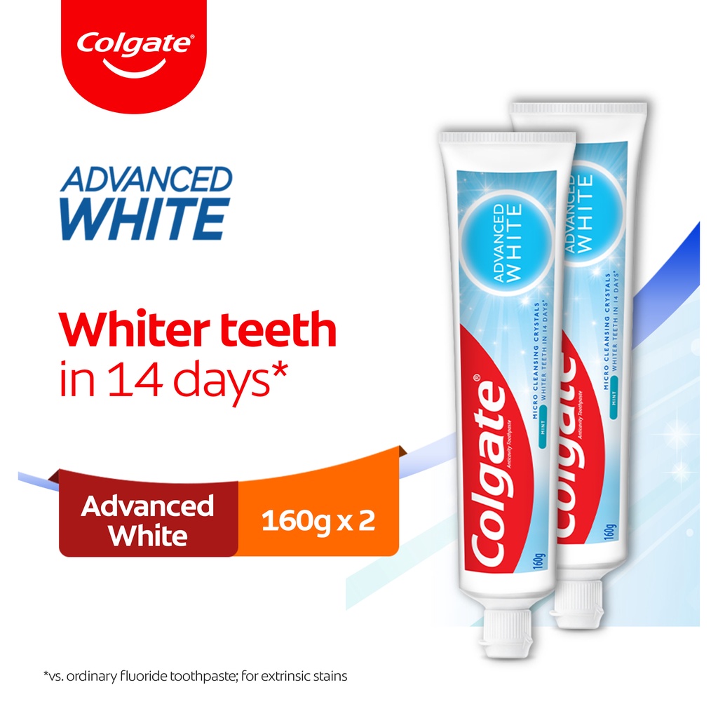 Colgate Advanced White Whitening Toothpaste Valuepack 160g X 2 | Shopee ...