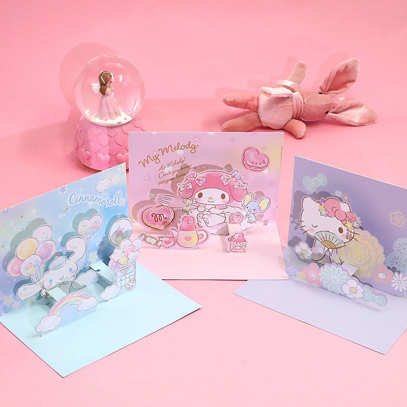 Sanrio 3D Stereoscopic Greeting Cards Message Birthday Card HelloKitty ...